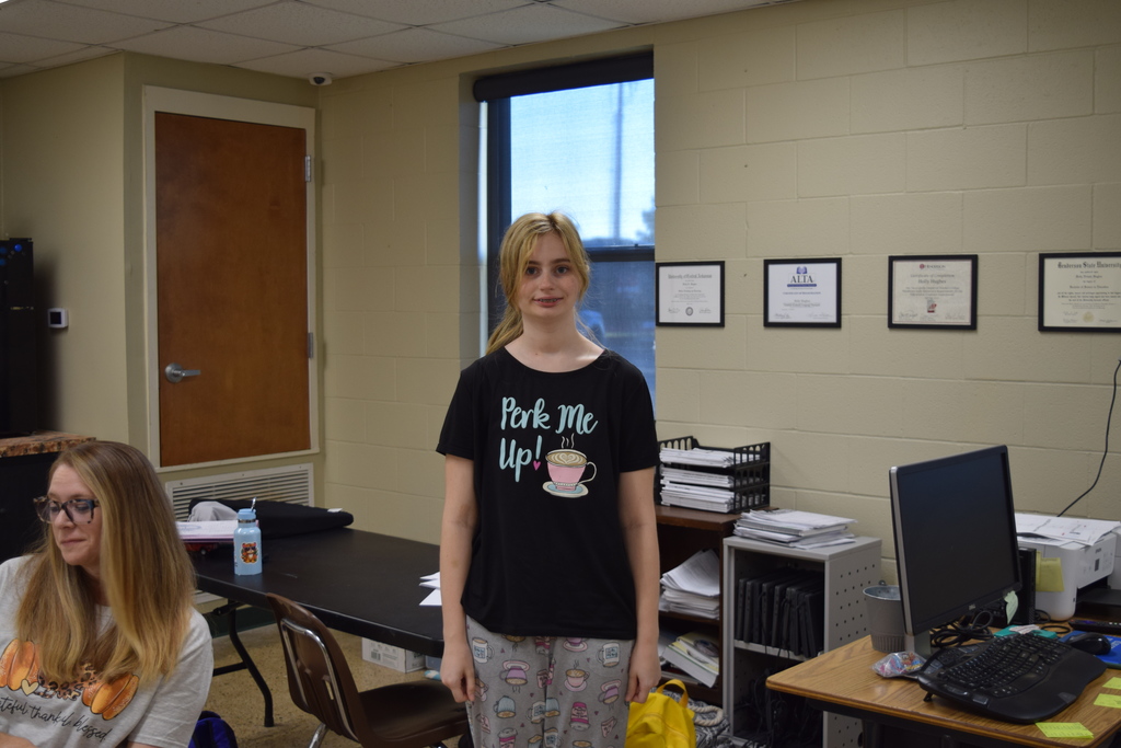 OHS students participating in Spirit Week (Pajama Day)