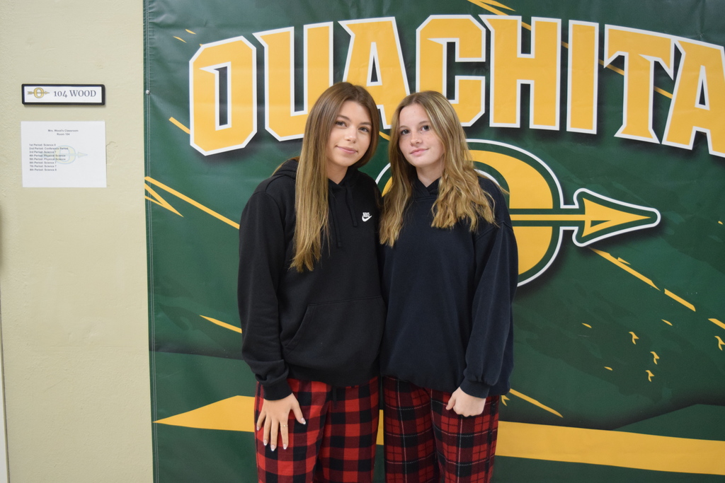 OHS students participating in Spirit Week (Pajama Day)