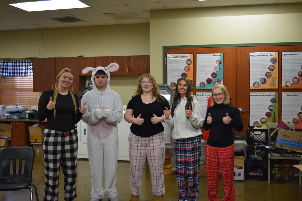 OHS students participating in Spirit Week (Pajama Day)