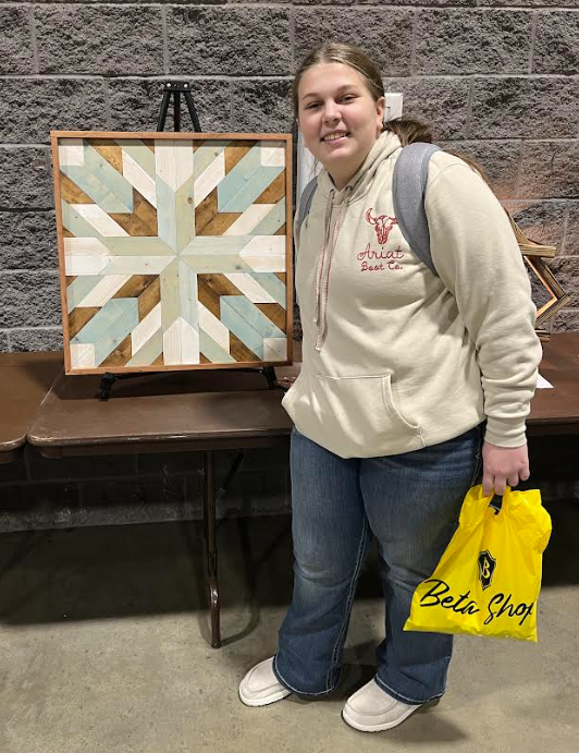Tatum Smith won first place at the Beta Convention in Woodworking