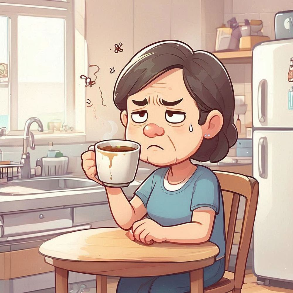 Mom drinking coffee
