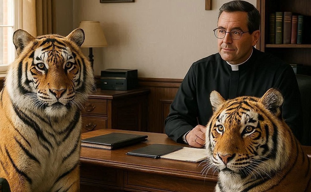 Tigers in an office