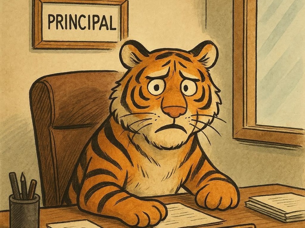 Tiger at desk