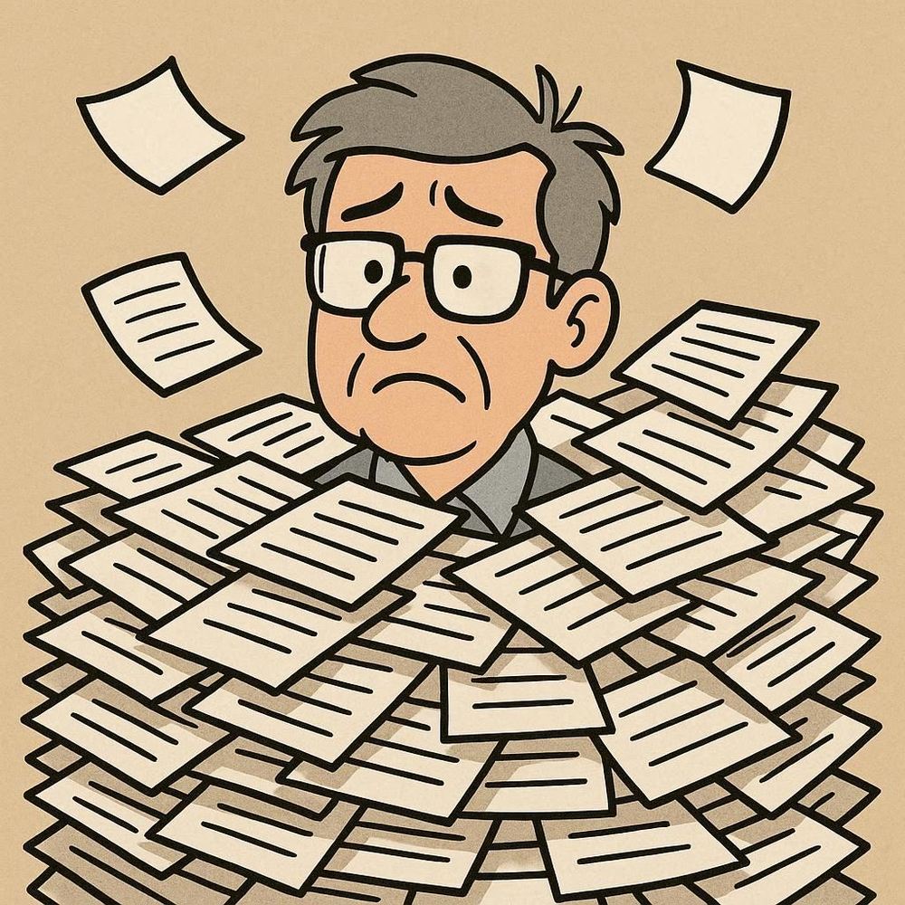 A man drowning in paperwork