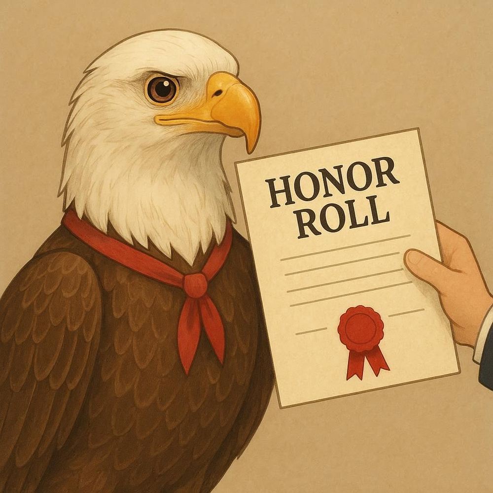 Eagle receiving an honor roll