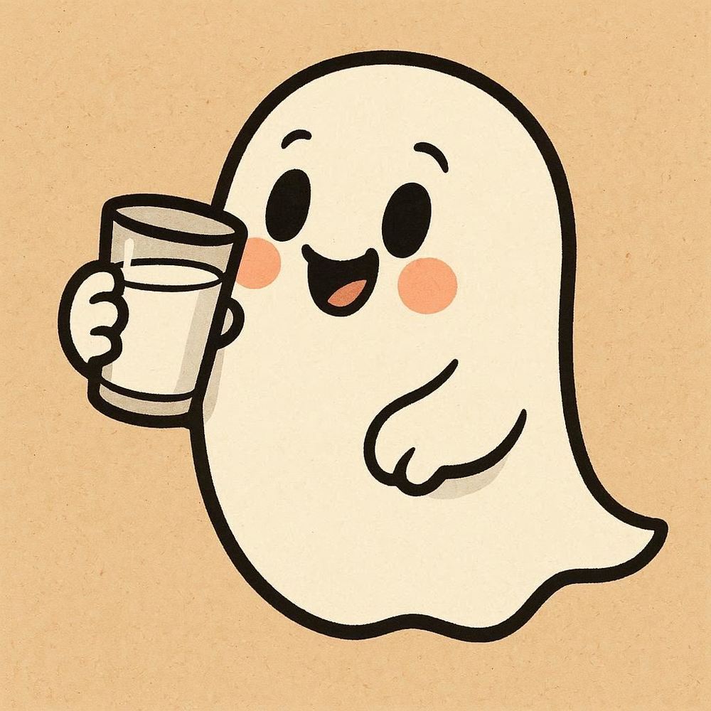 A ghost drinking milk