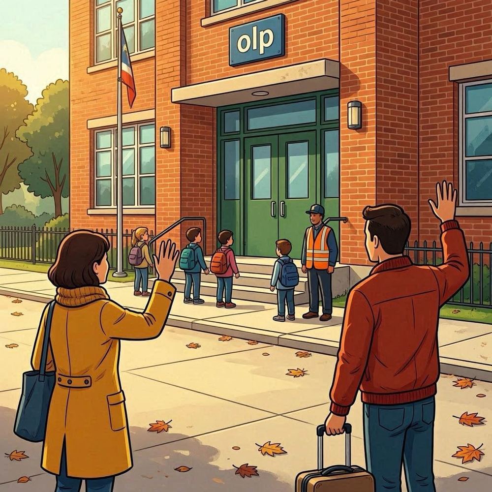 parents waving to OLP