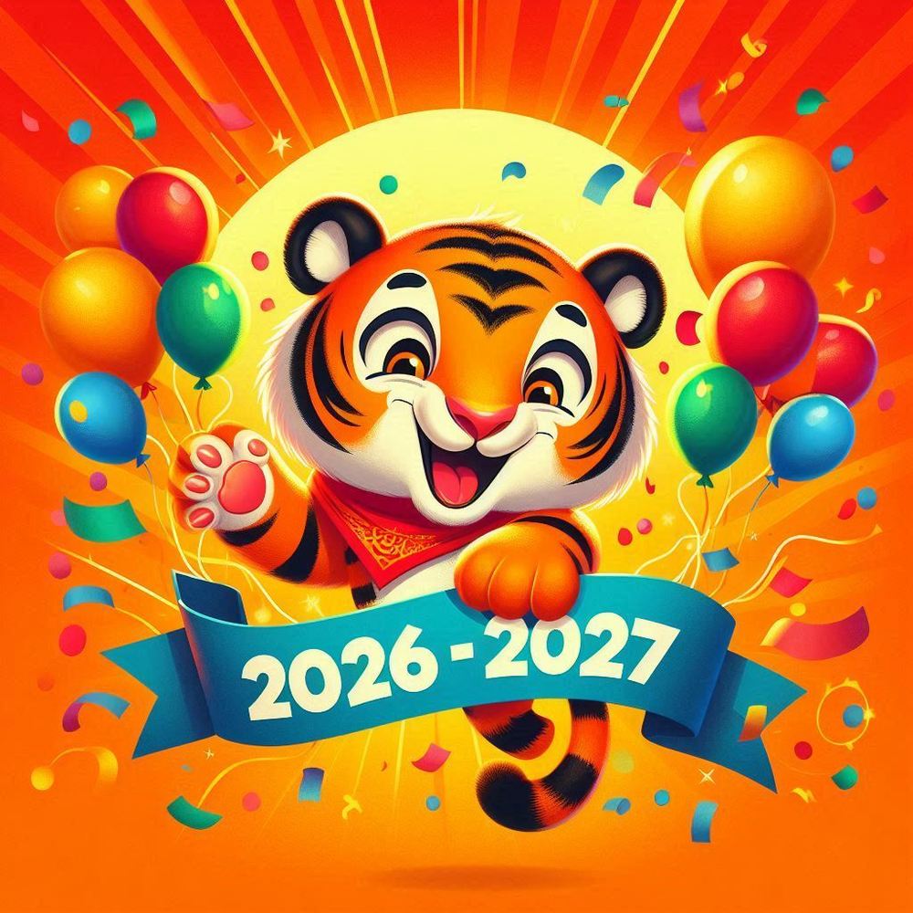 Tiger holding a banner 