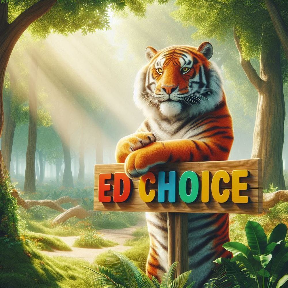 Tiger with edchoice sign