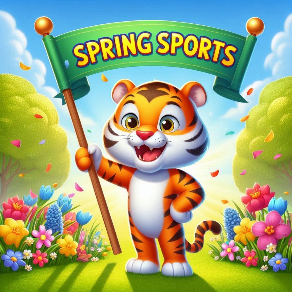 Tiger holding a banner