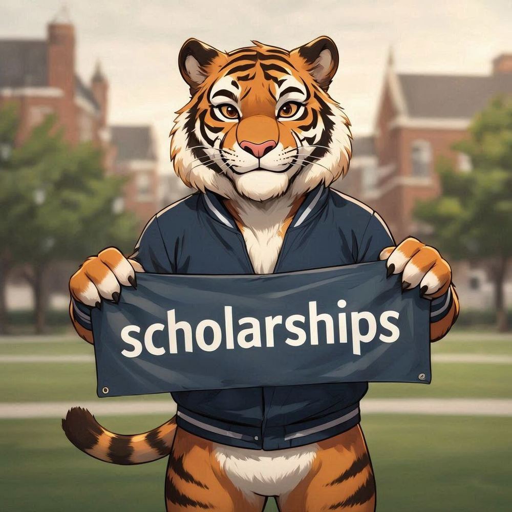 Tiger with scholarship banner