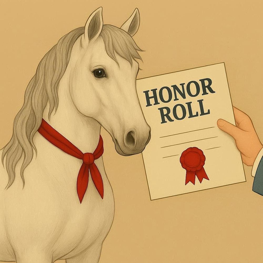 a stallion receiving an honor roll