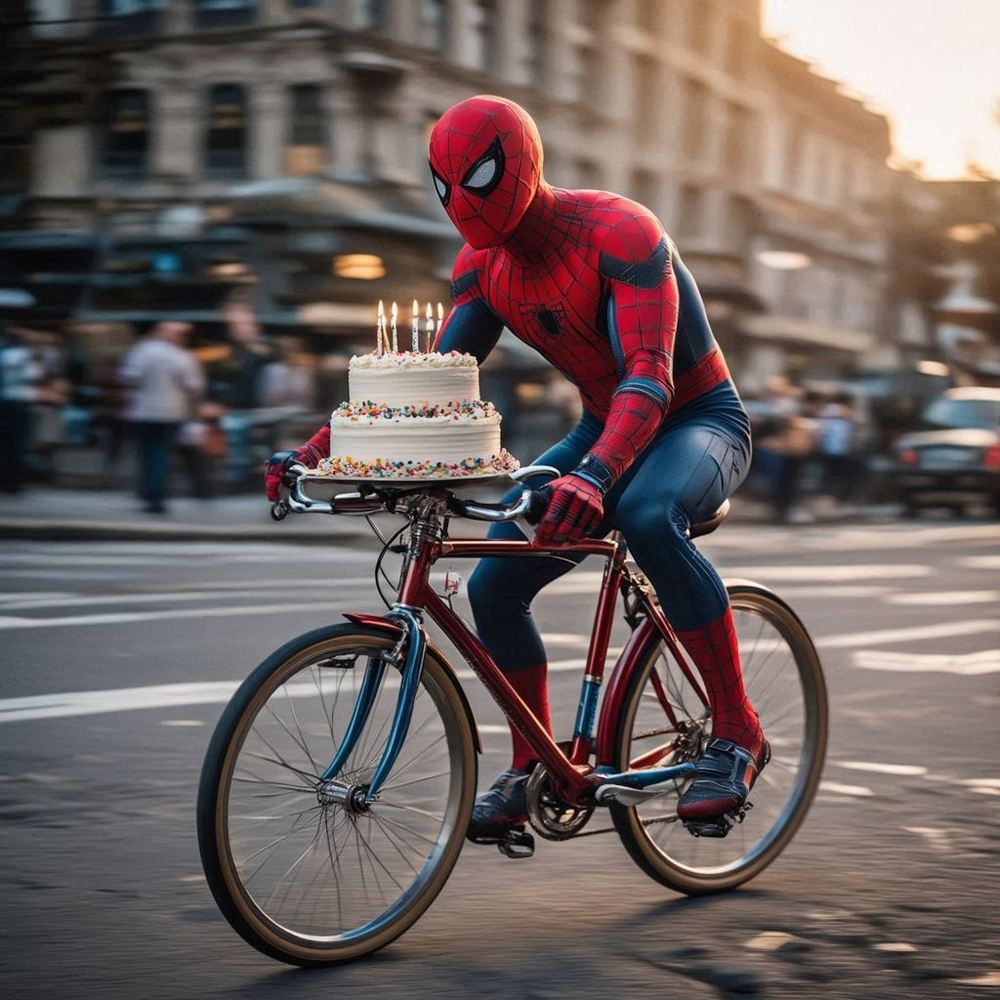 spiderman with birthday cake