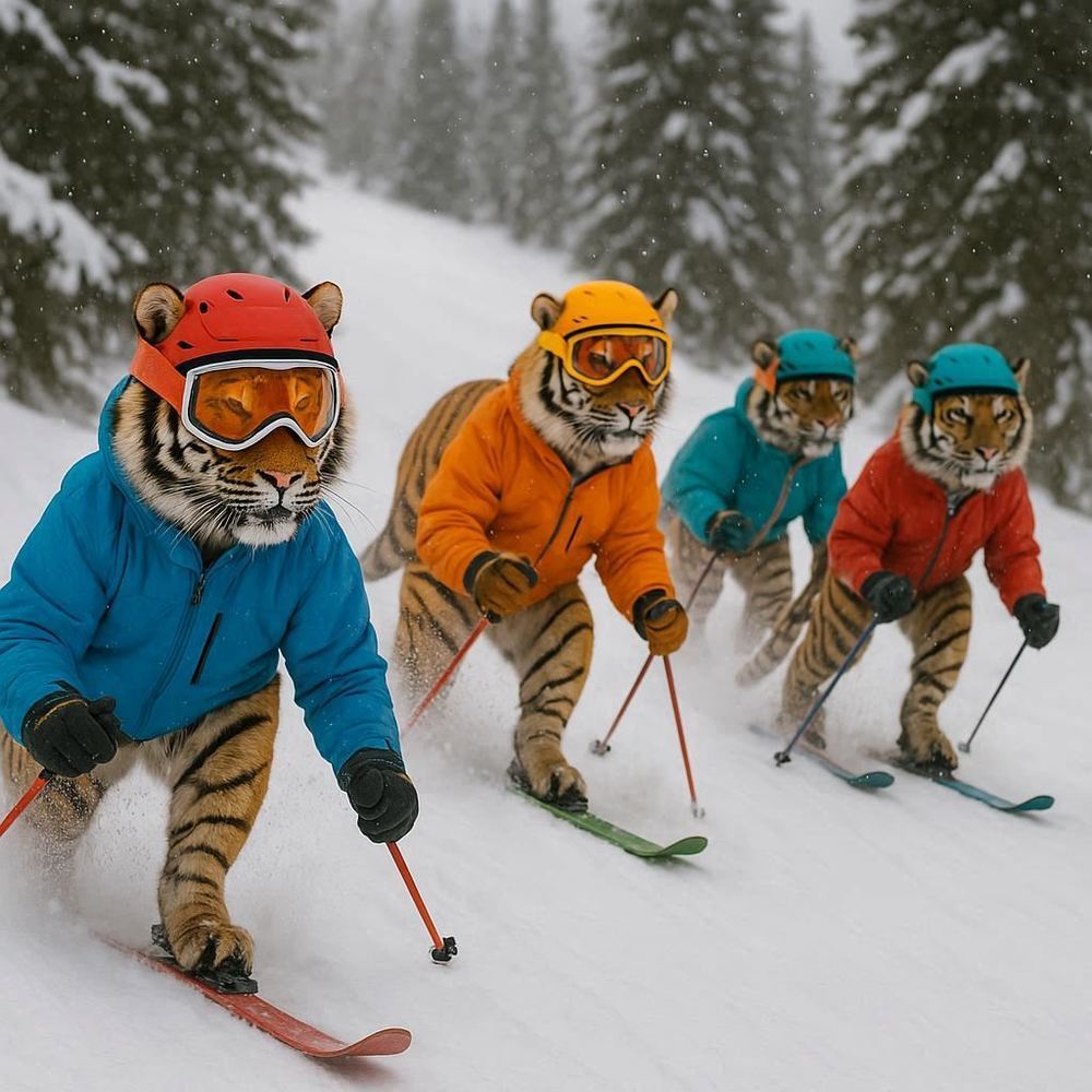 Tigers snowskiing