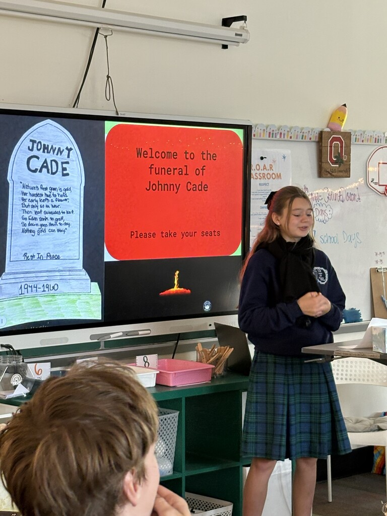Student giving a eulogy