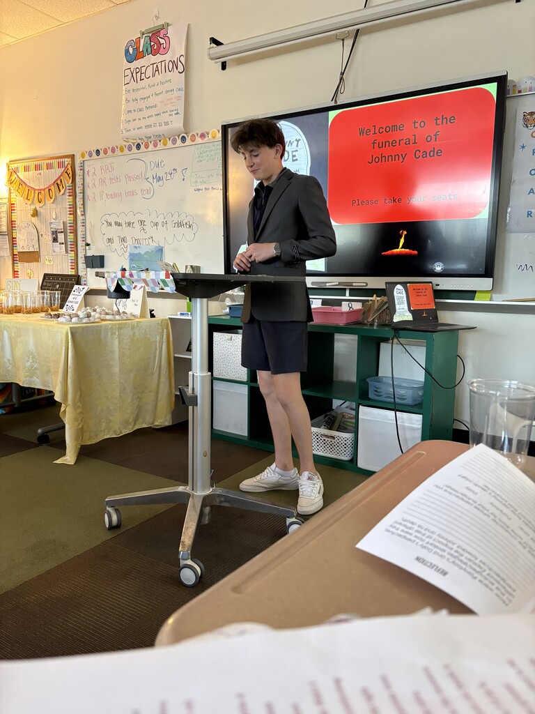 Student giving a eulogy