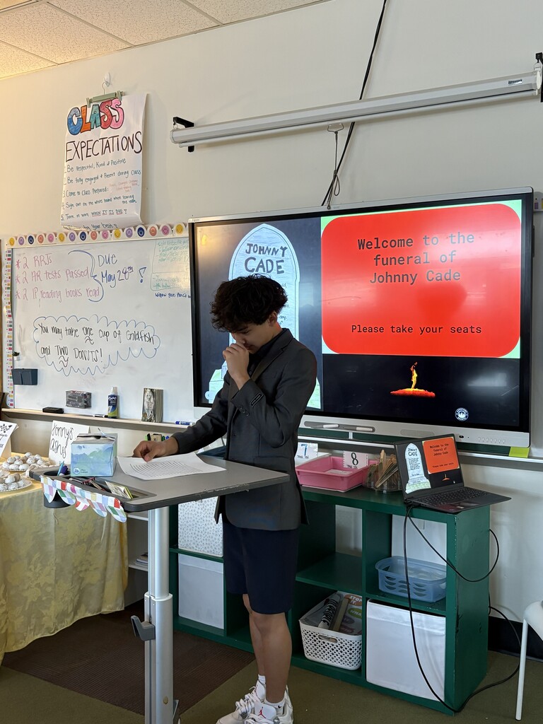 Student giving a eulogy
