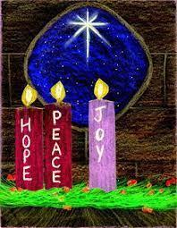 Three Advent Candles: Hope, Peace, & Joy the pink candle