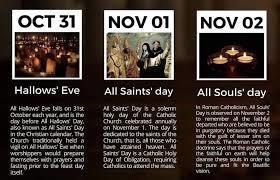 Descriptions of Hallows Eve All Saints Day and All  Souls Day