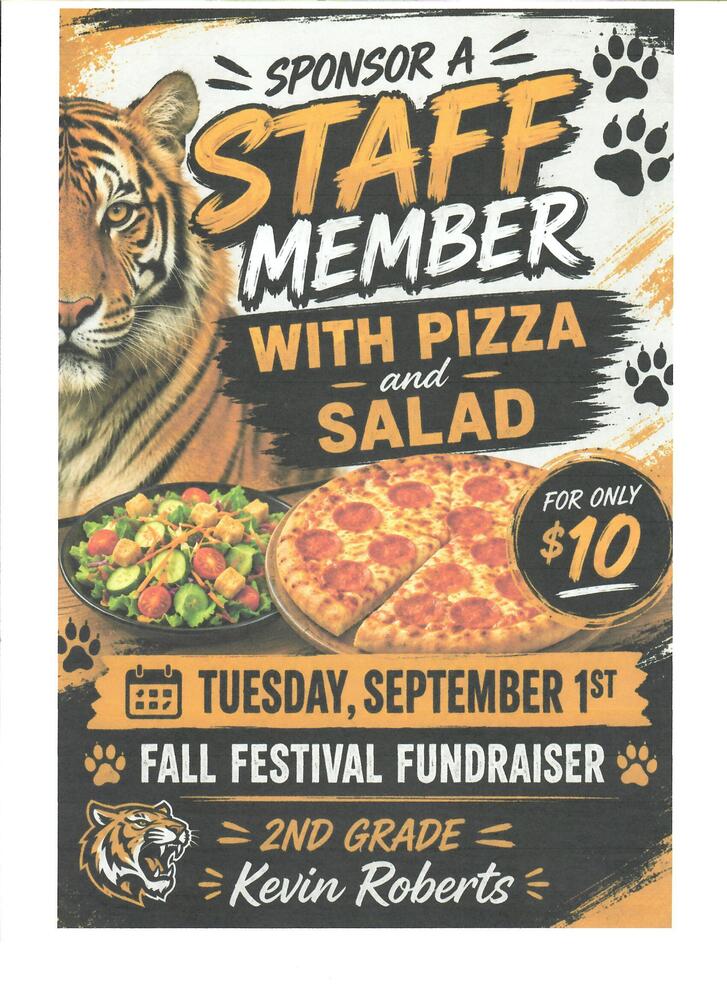 Flyer, Sponsor a staff member with pizza and salad $10