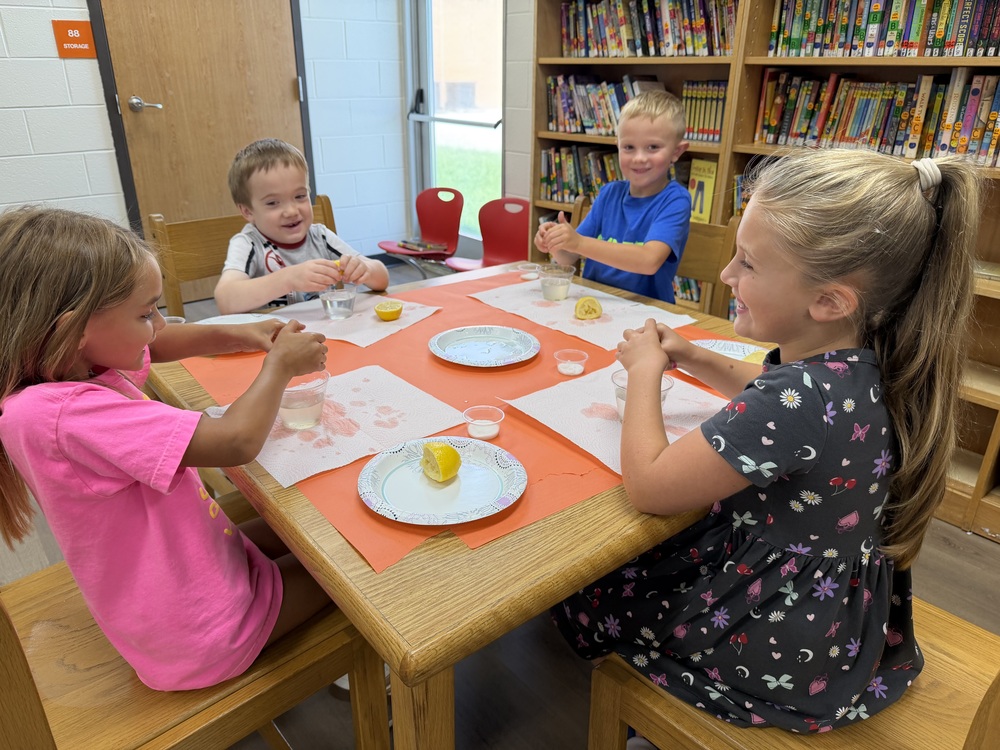 Students making lemonade in the library