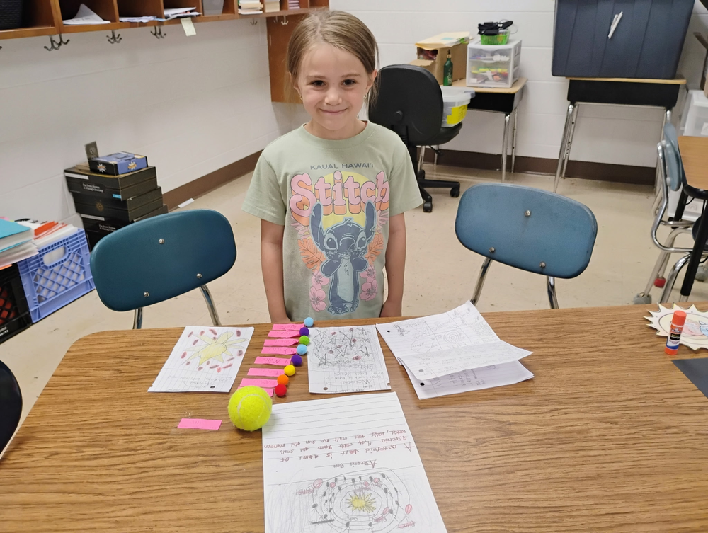 student showing work