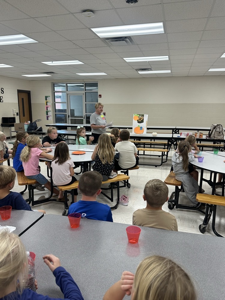 Mrs. Linda Clouse sharing an original story about pumpkins