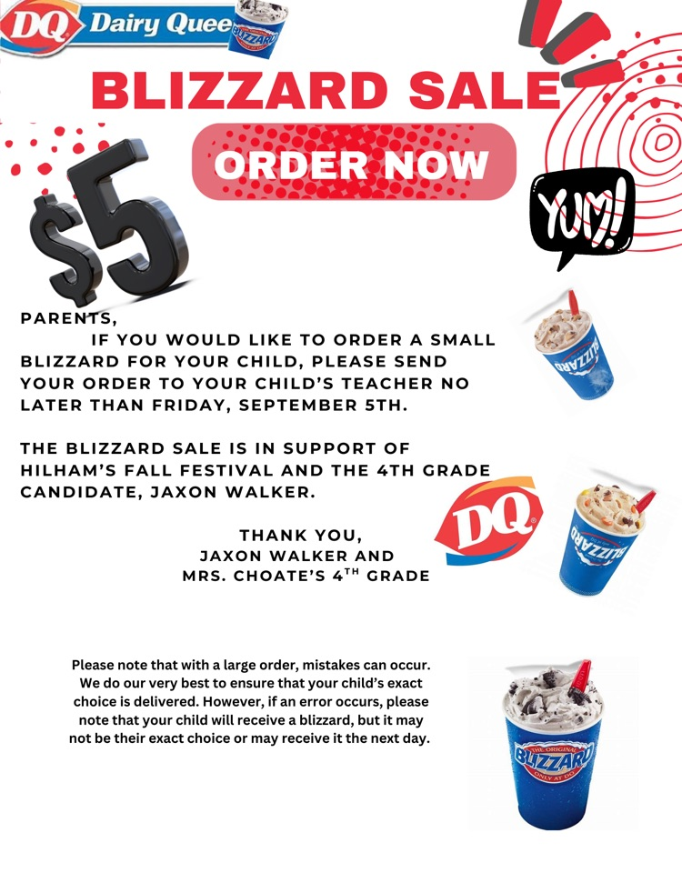 DQ Blizzard order Form