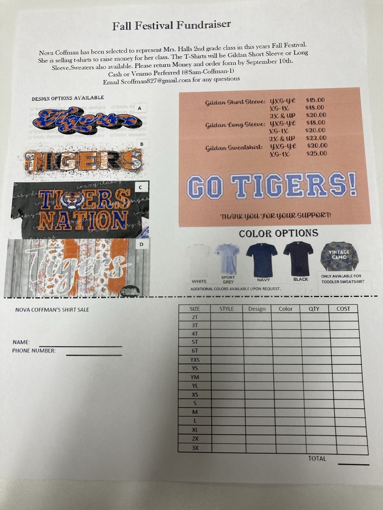 n. Coffman Tshirt sales flyer