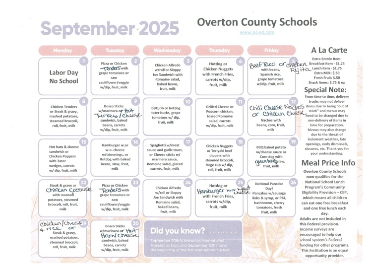 lunch menu 