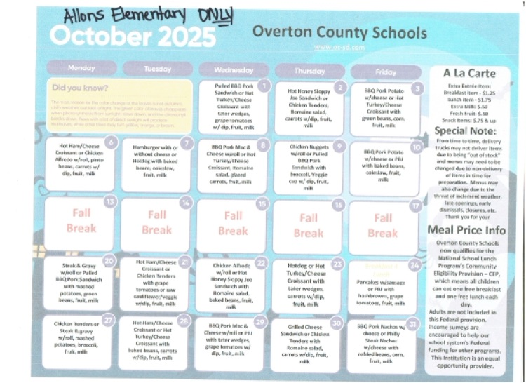lunch menu