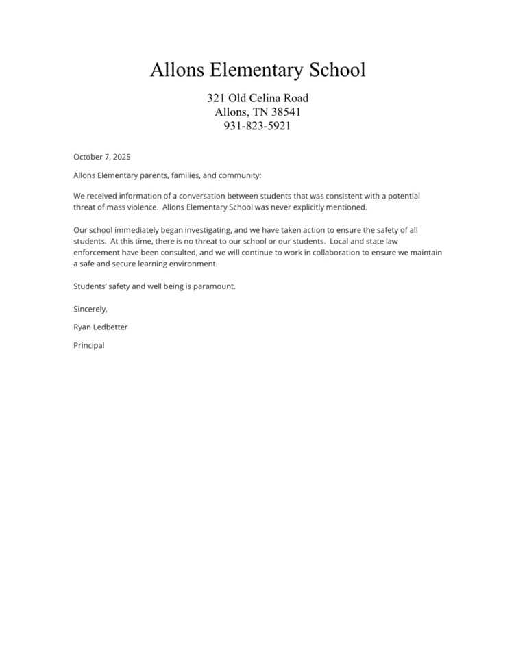 message from Mr Ledbetter