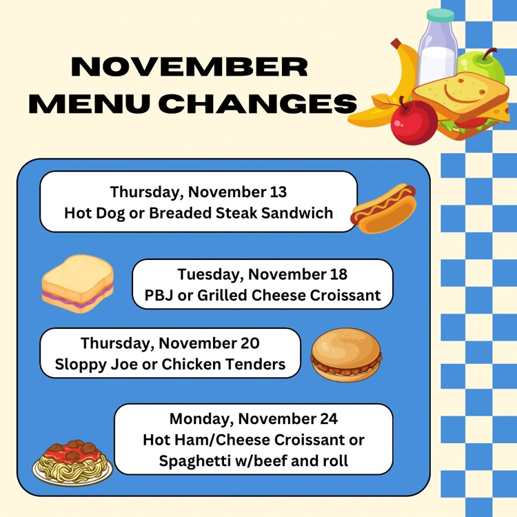 menu changes