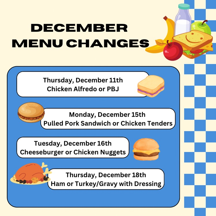 menu changes