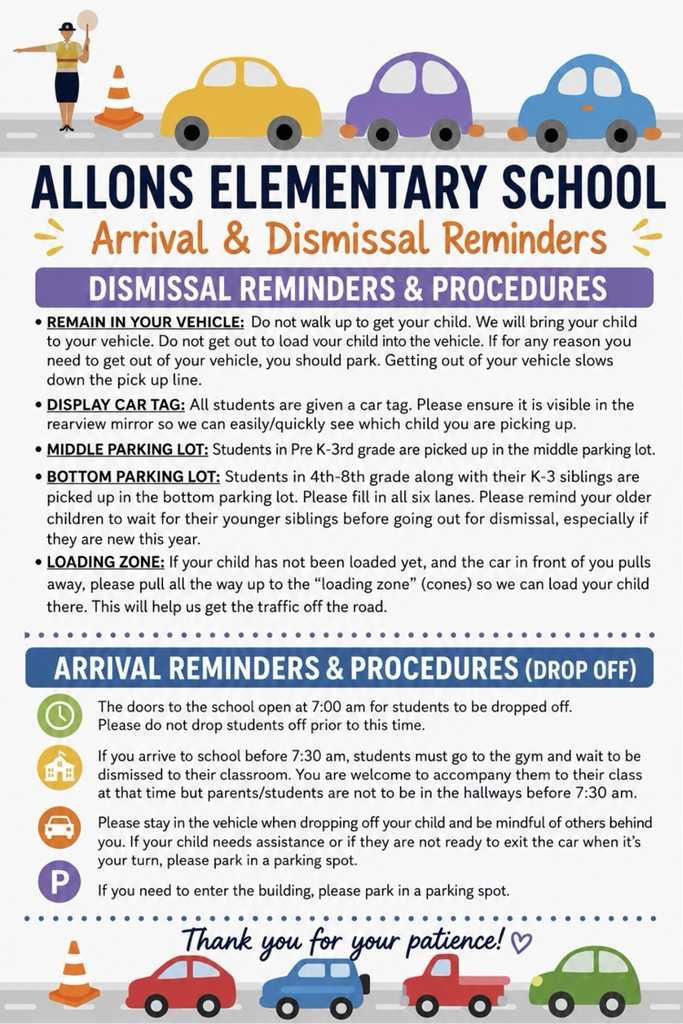 drop off and dismissal reminders 