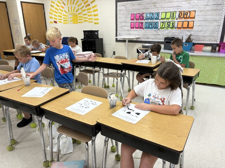 Our students brought history to life today as they used feather quills to practice writing their own Declaration of Independence! 🇺🇸