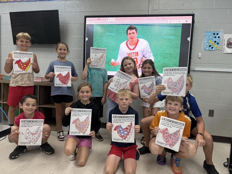 This is their patriot’s day activity. They learned about Welles Crowther, the man in the red bandana who saved many lives on 9/11.