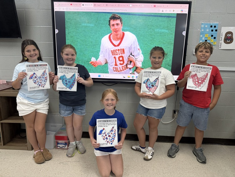 This is their patriot’s day activity. They learned about Welles Crowther, the man in the red bandana who saved many lives on 9/11.