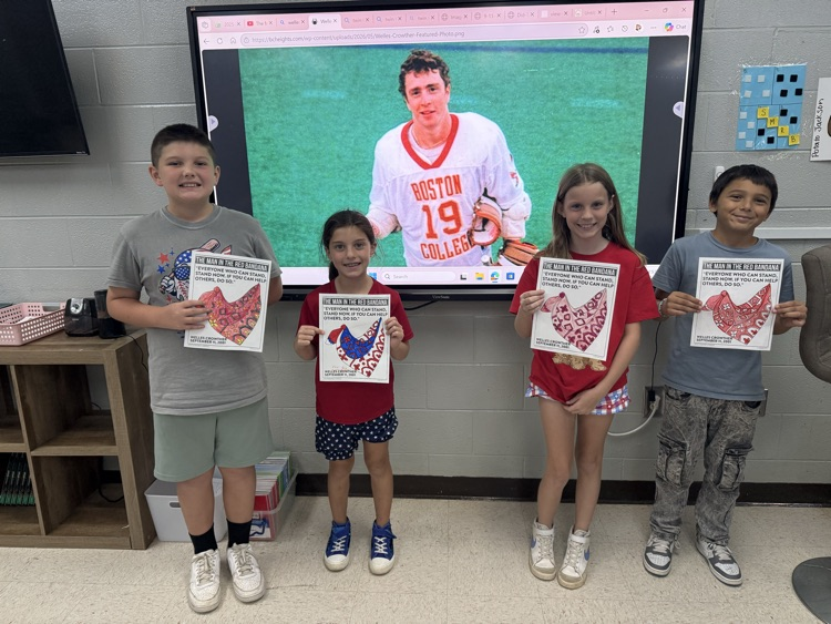 This is their patriot’s day activity. They learned about Welles Crowther, the man in the red bandana who saved many lives on 9/11.
