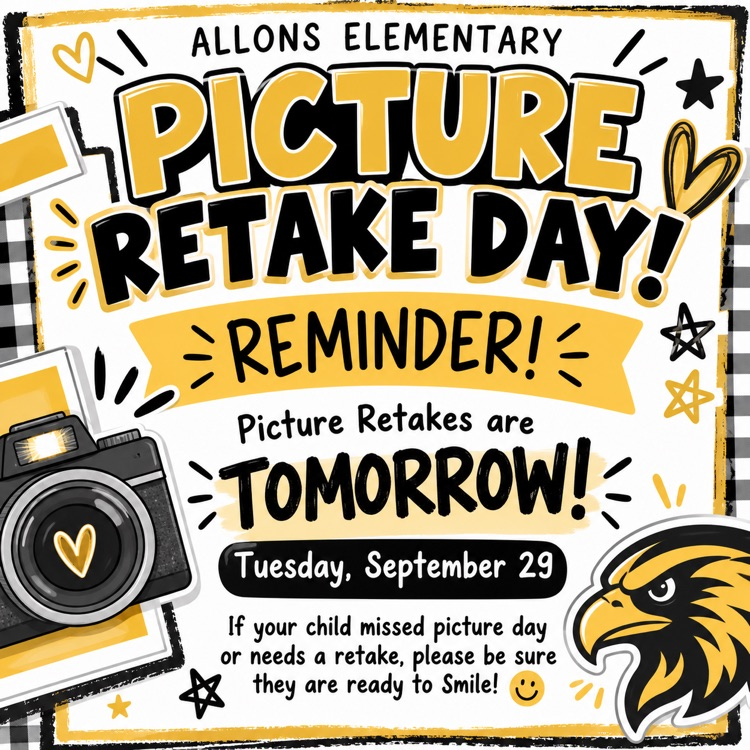 picture retake day is Tuesday, September 29