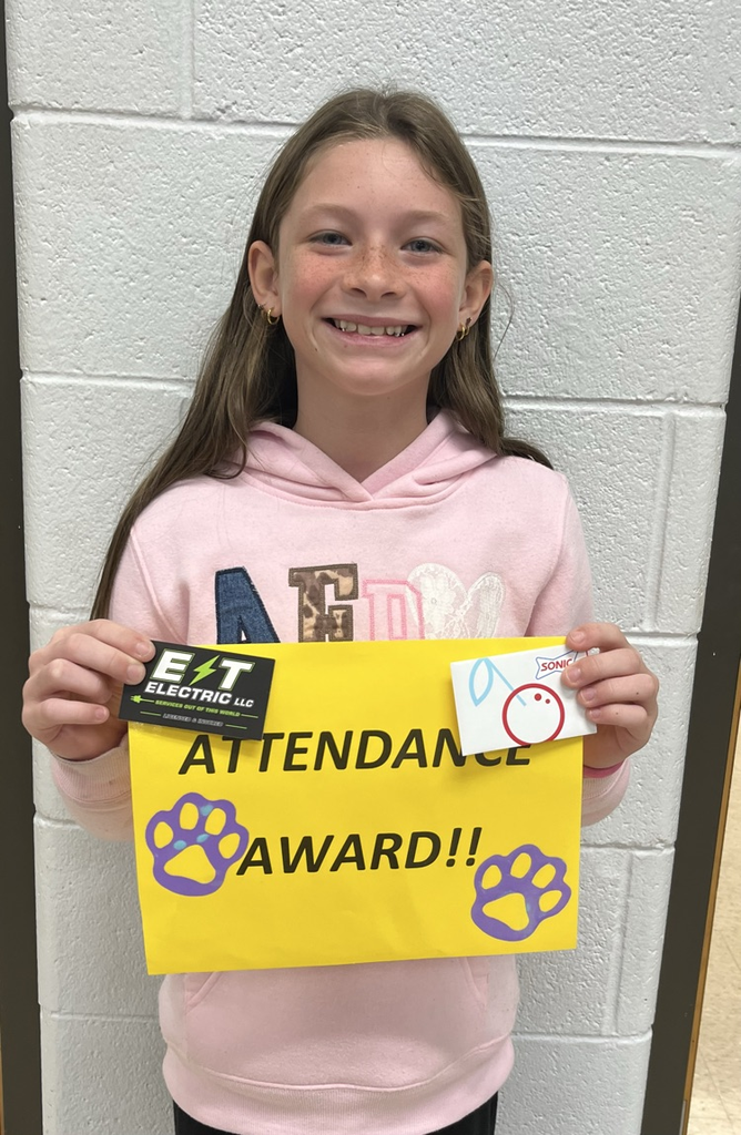 Congratulations to our September 21-25th Perfect Attendance Winner, Katy Martin!! 💜💛 September's Perfect Attendance is sponsored by ET Electric. Thank you, ET Electric, for sponsoring our students!