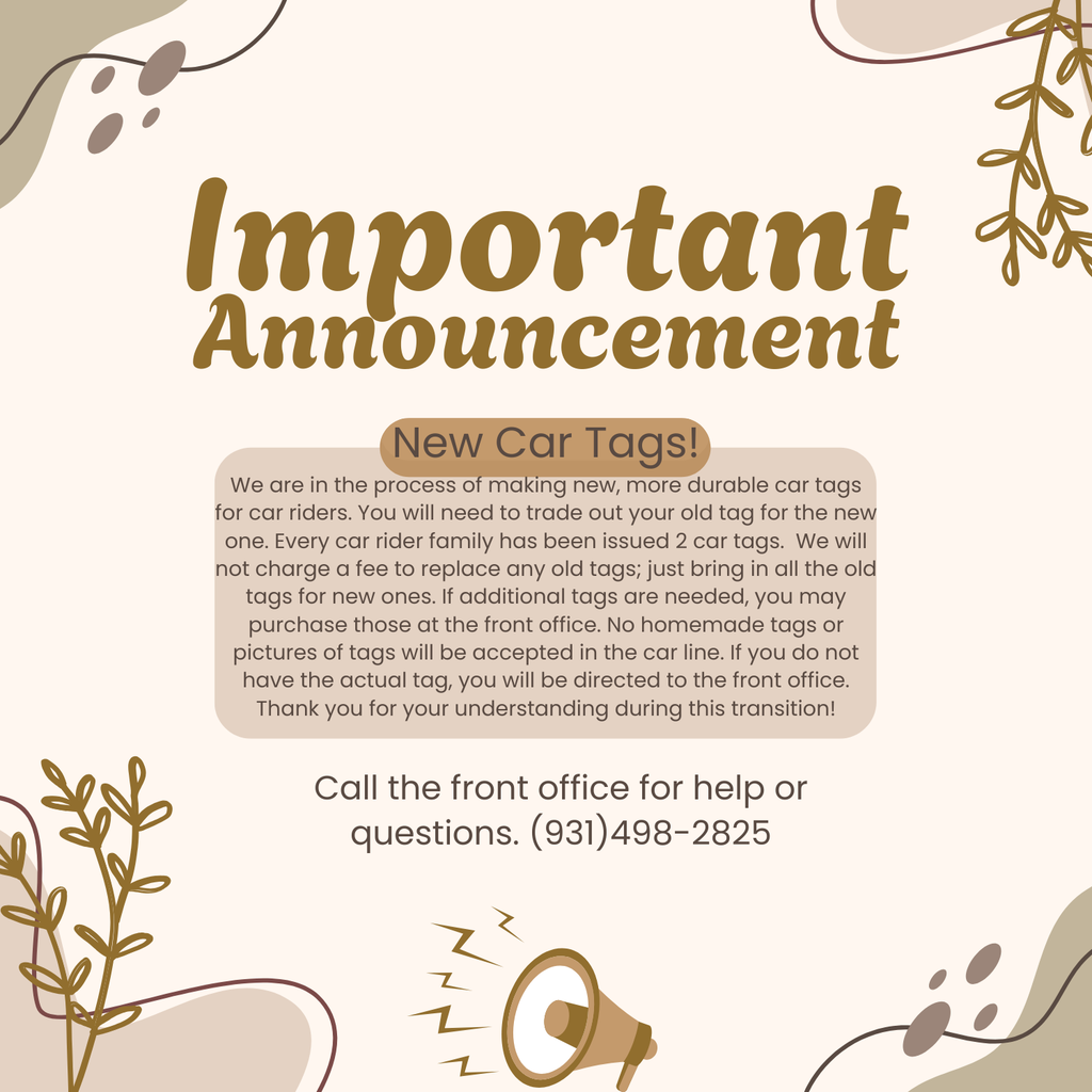 New Car Tag Announcement!