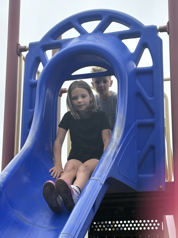 Student on a slide