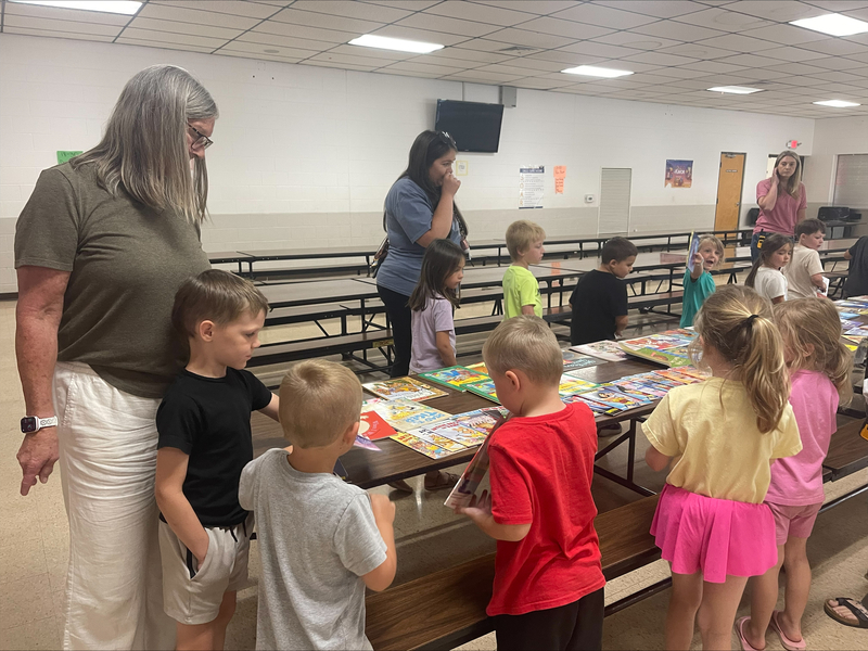 students getting books