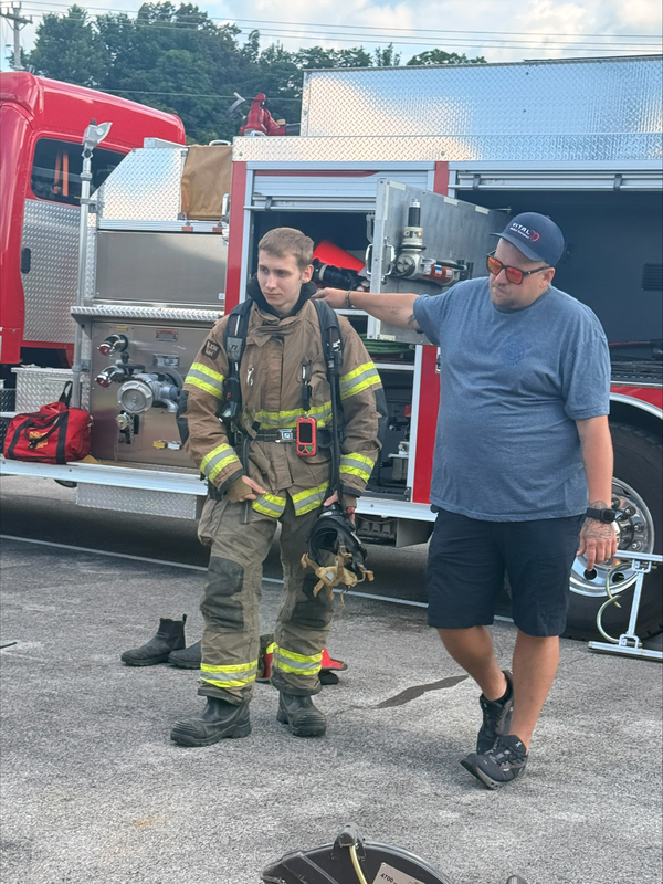 Students visit with EMS