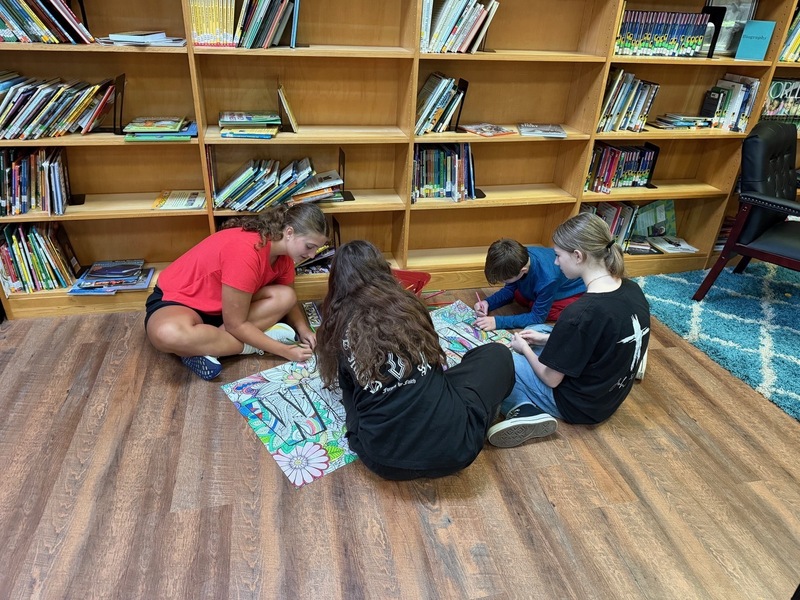 students coloring