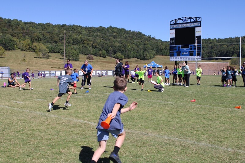 students playing  games at track and field day