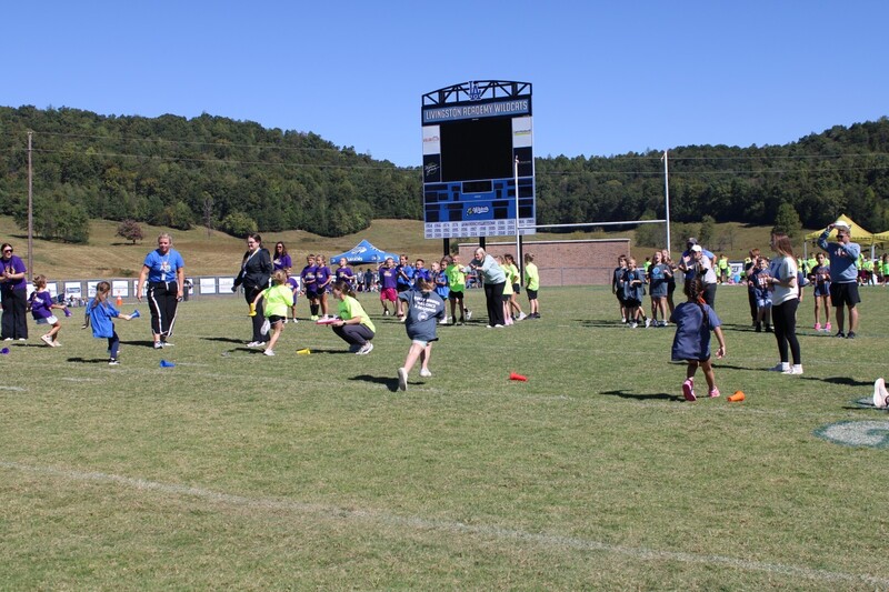 students playing  games at track and field day