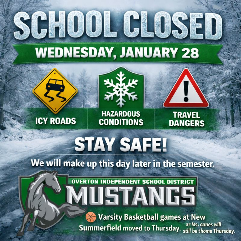 School Closed Wednesday Jan 28
