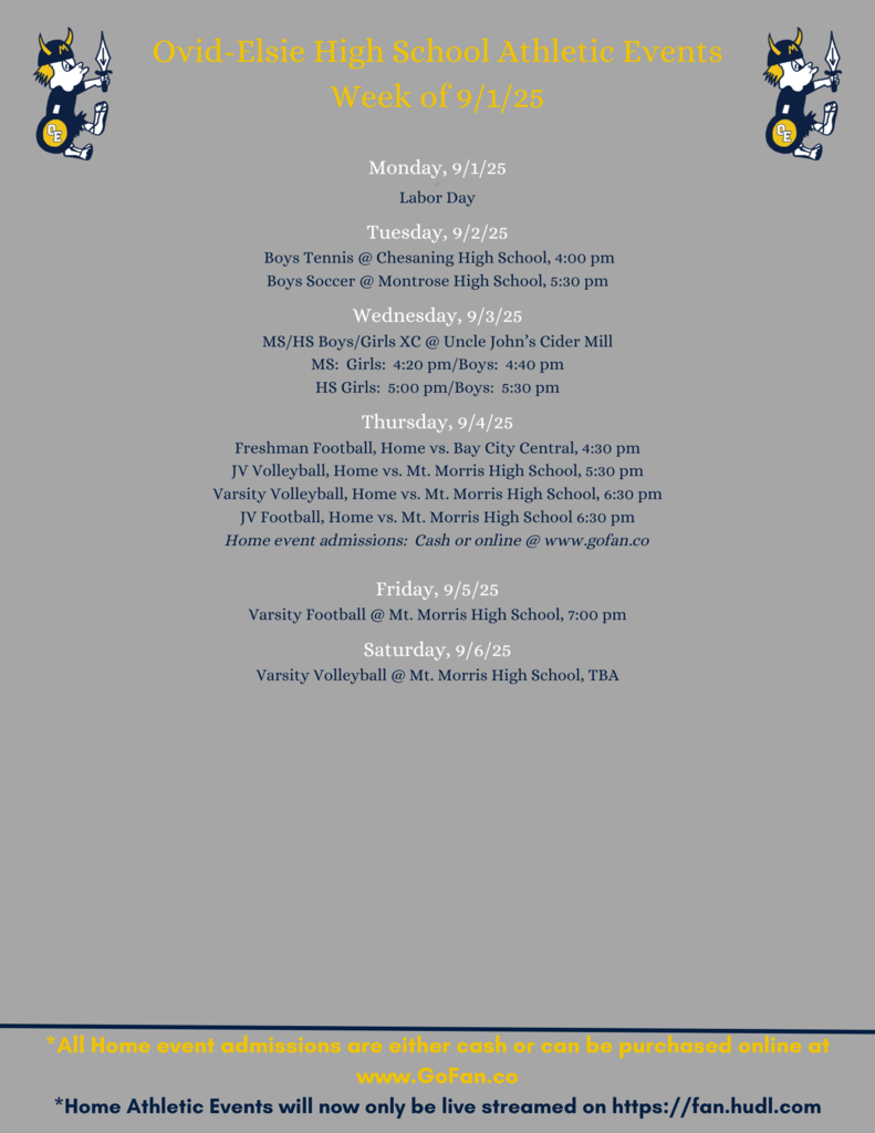 Athletics week of 9/1